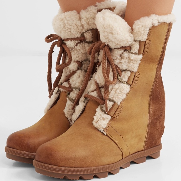 sorel wedge shearling boot